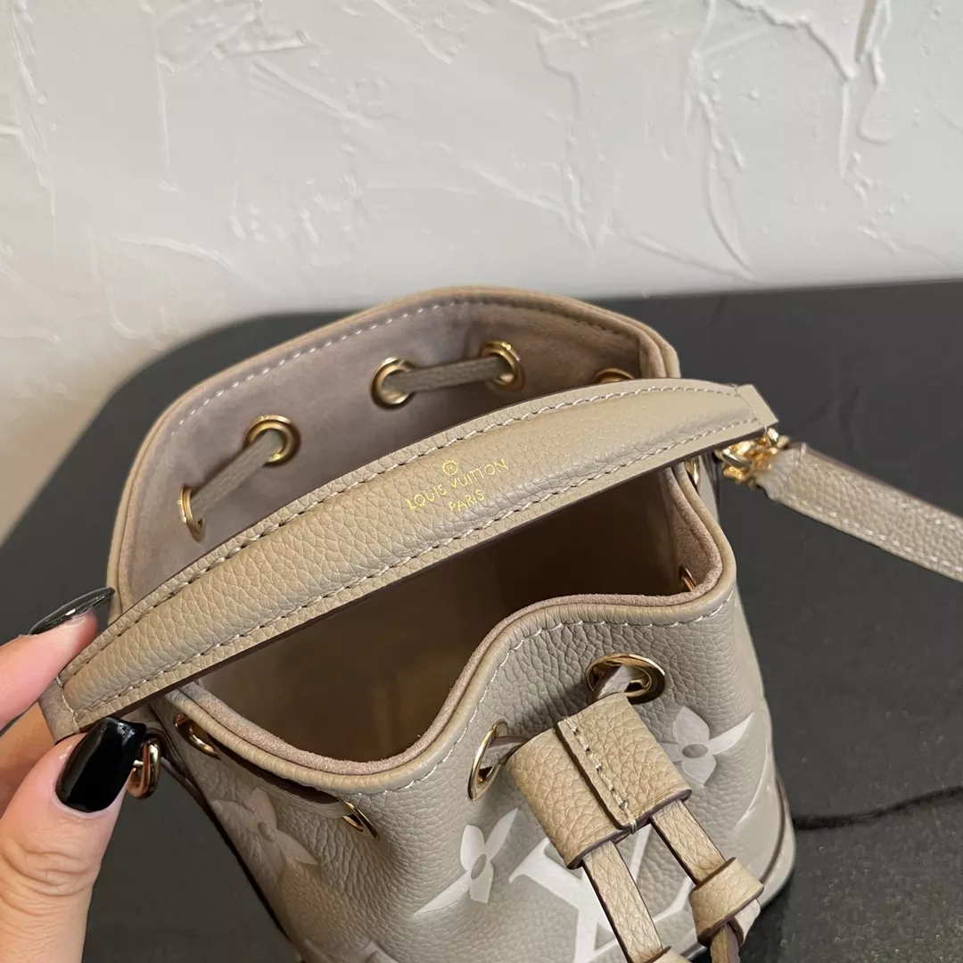 Nano Noé Tourterelle Gray / Cream Bicolor Monogram Empreinte Leather