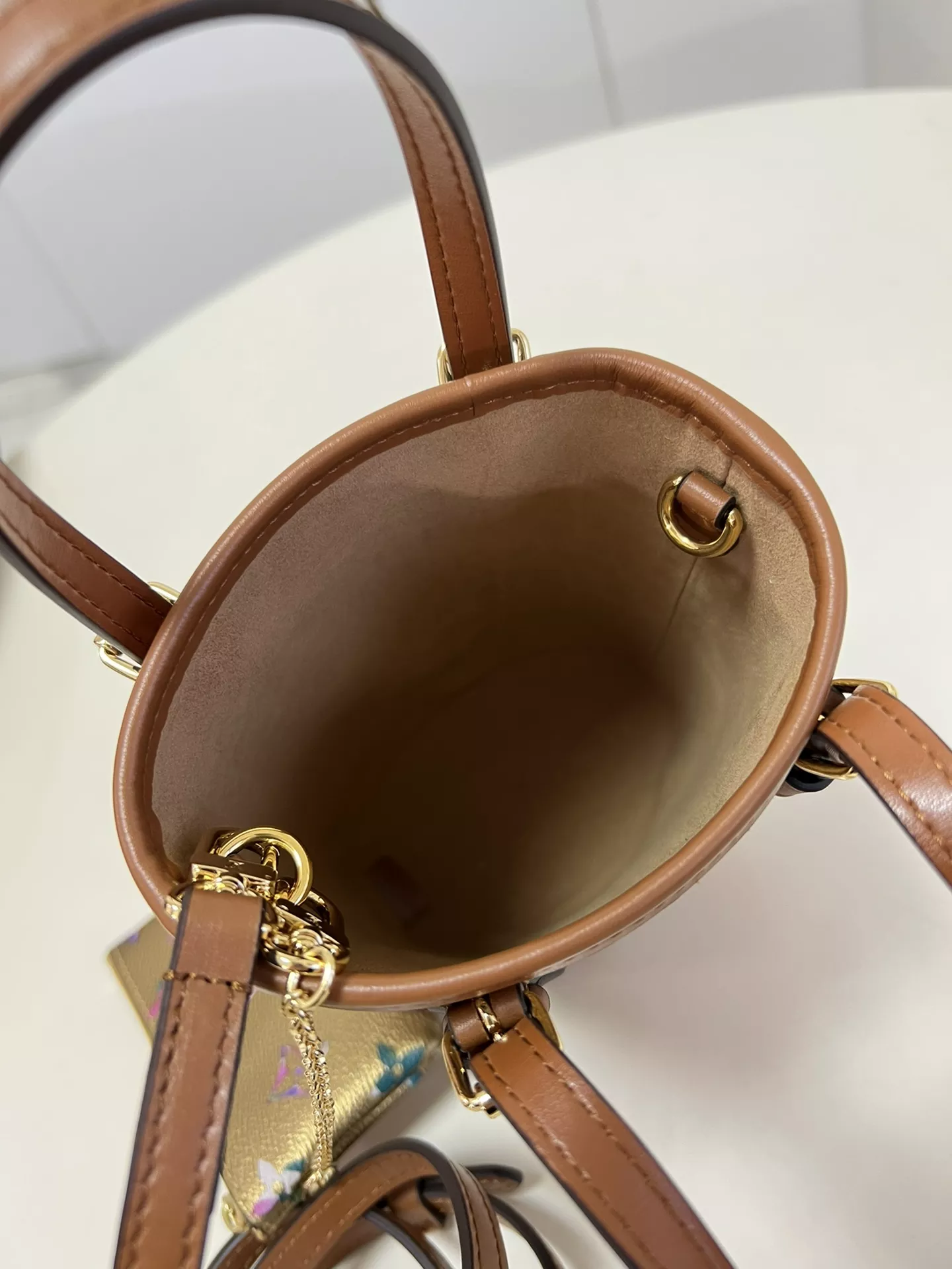 Metallic Monogram LV Garden Nano Bucket Bag Gold
