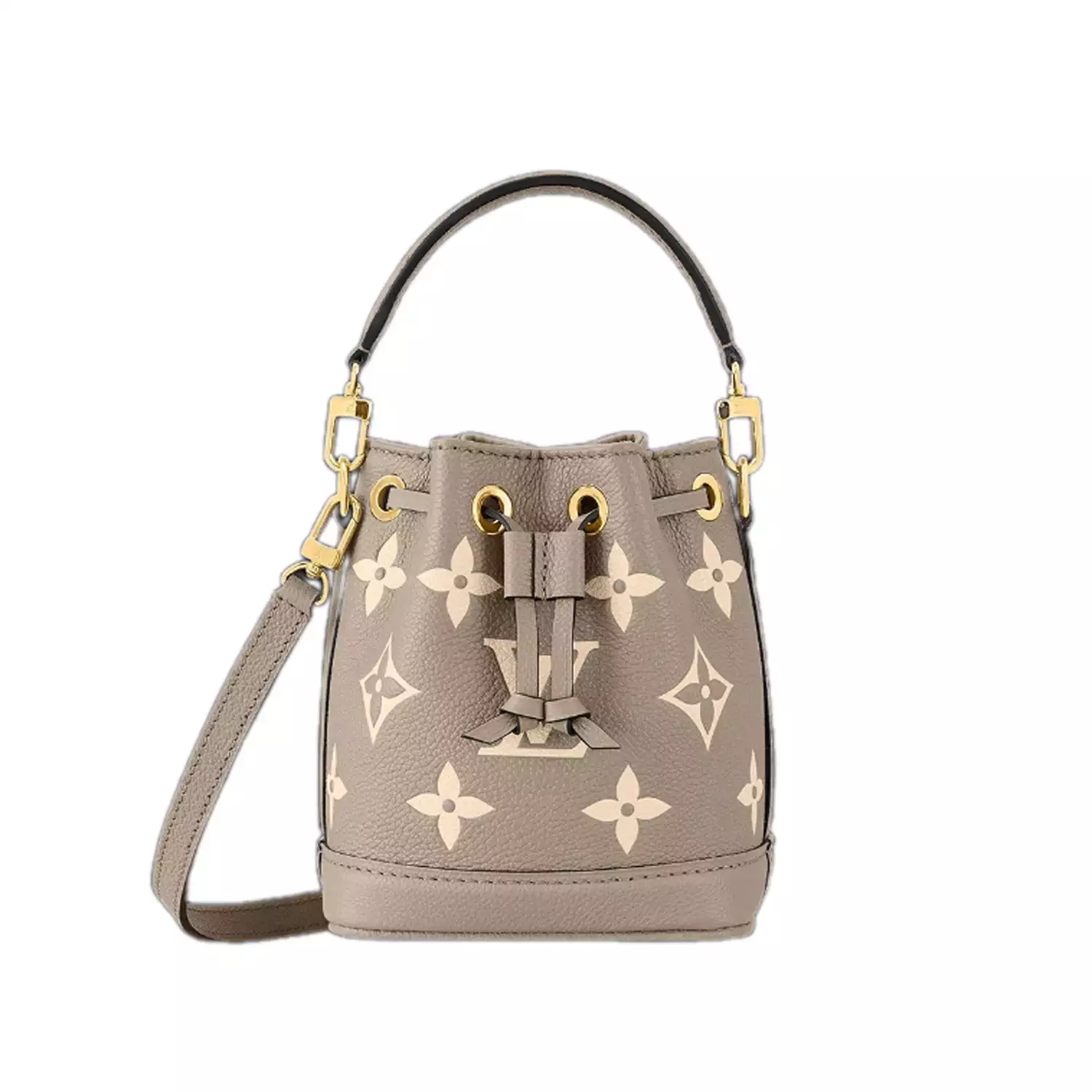 Nano Noé Tourterelle Gray / Cream Bicolor Monogram Empreinte Leather