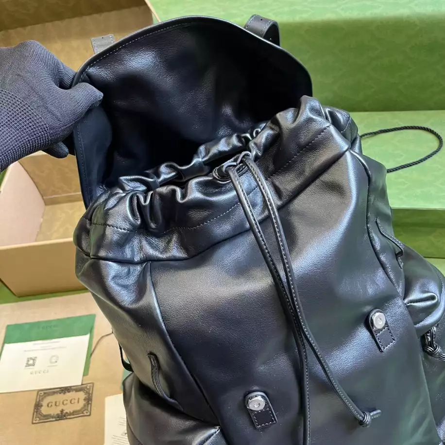 Backpack with Tonal Double G in Black Leather - GB252