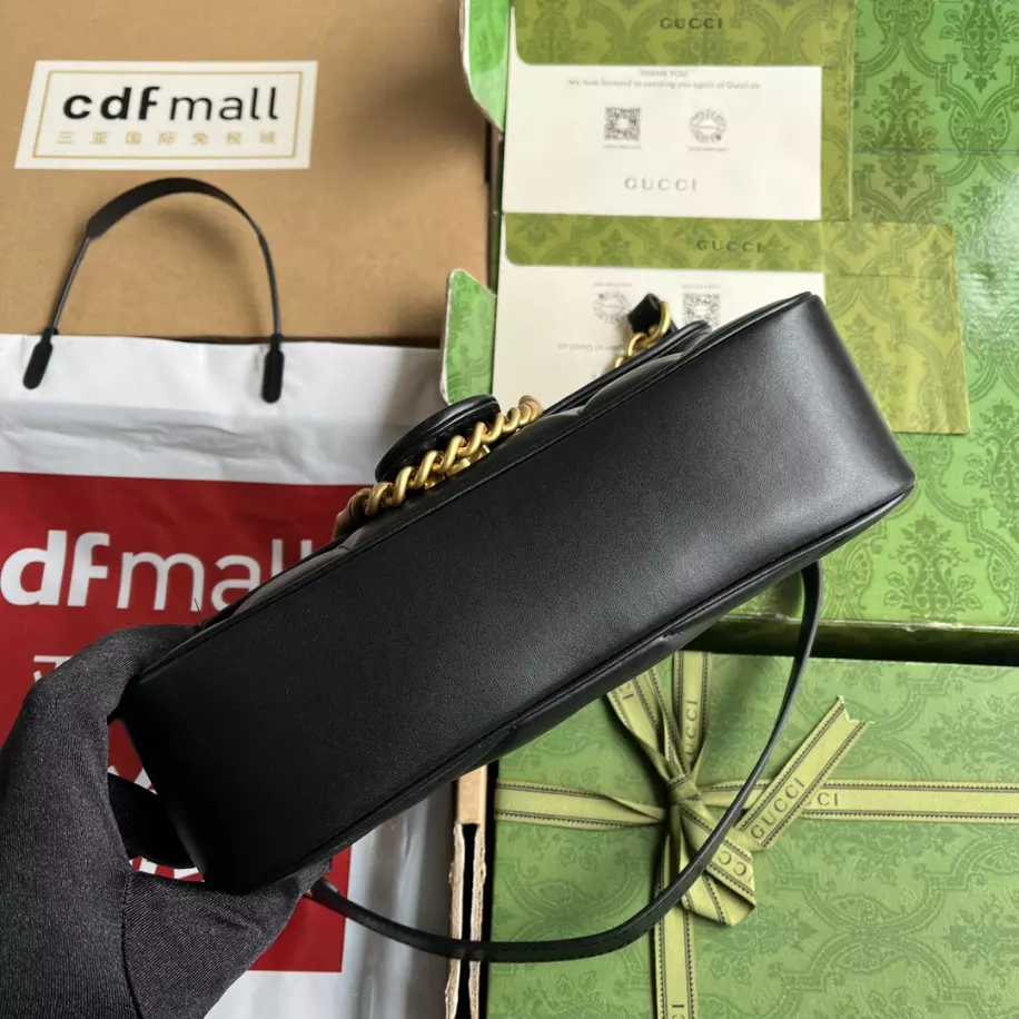 GG Marmont Small Shoulder Bag In Black Leather  - GB215