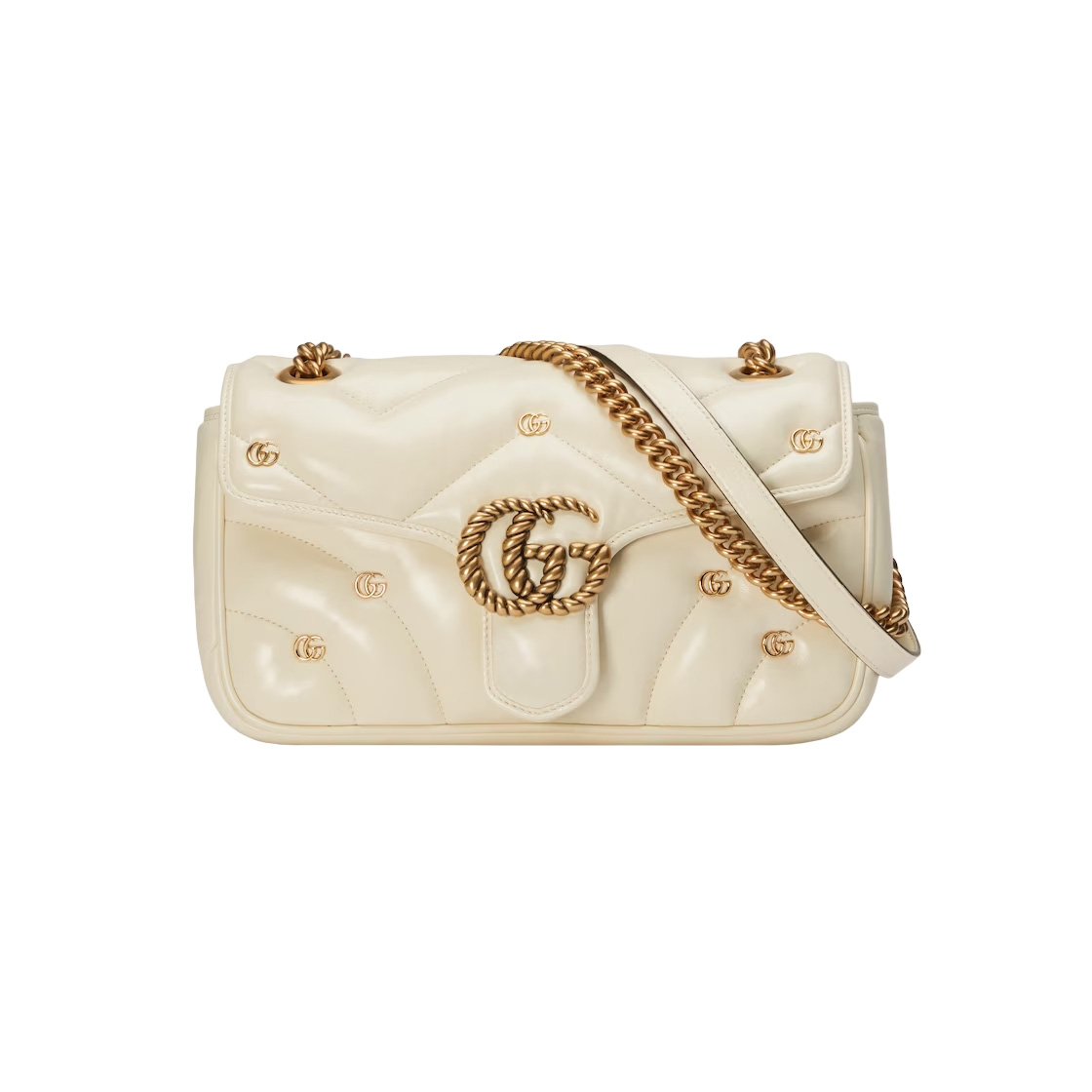 GG Marmont Small Shoulder Bag In White Leather  - GB214