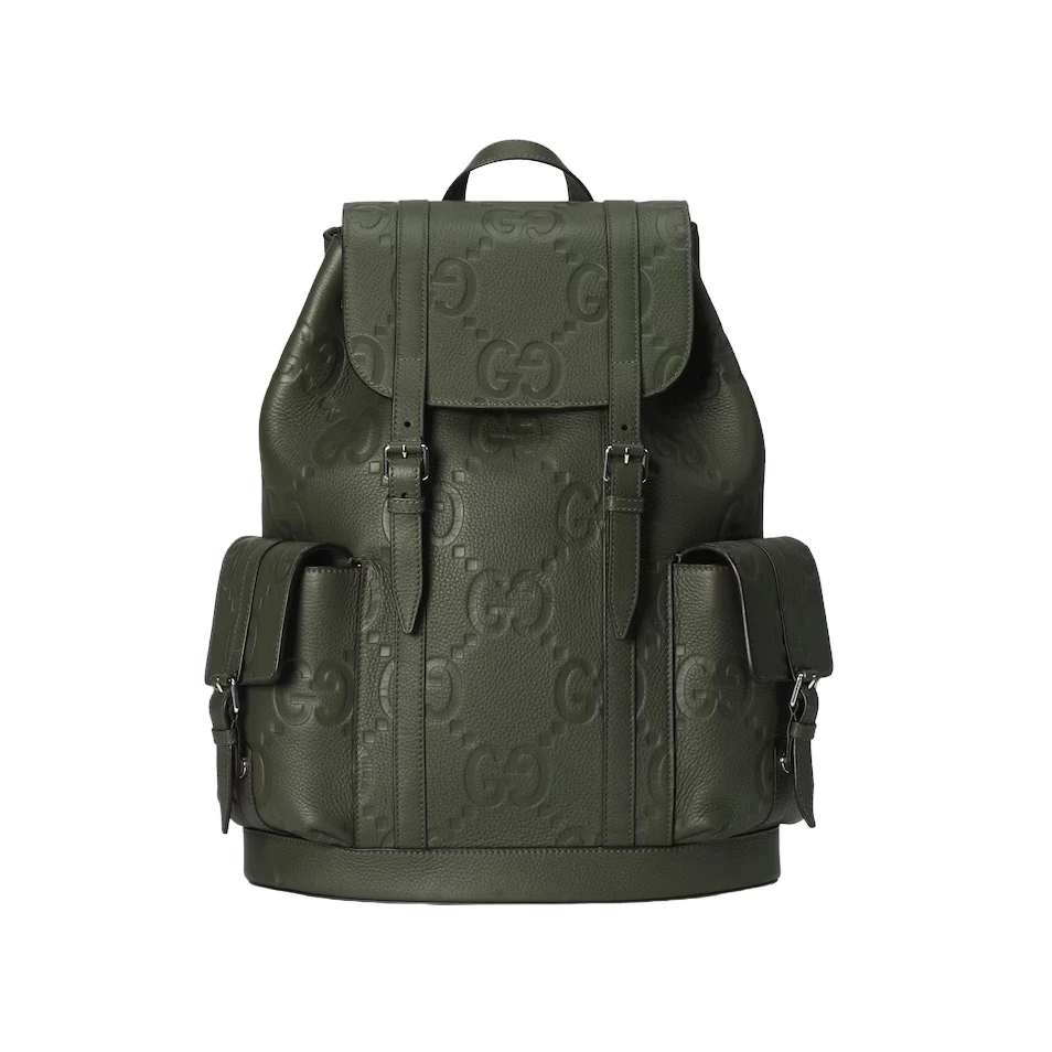 Jumbo GG Backpack in Dark green GG Canvas - GB245