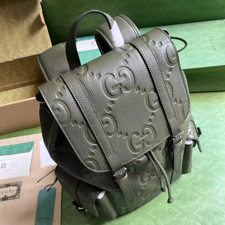 Jumbo GG Backpack in Dark green GG Canvas - GB245
