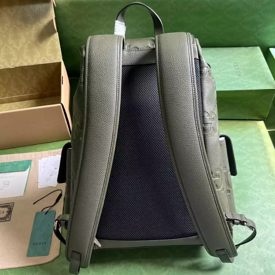 Jumbo GG Backpack in Dark green GG Canvas - GB245