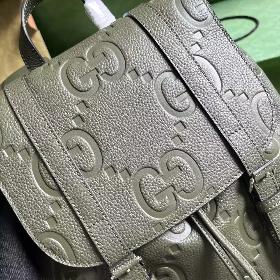Jumbo GG Backpack in Dark green GG Canvas - GB245