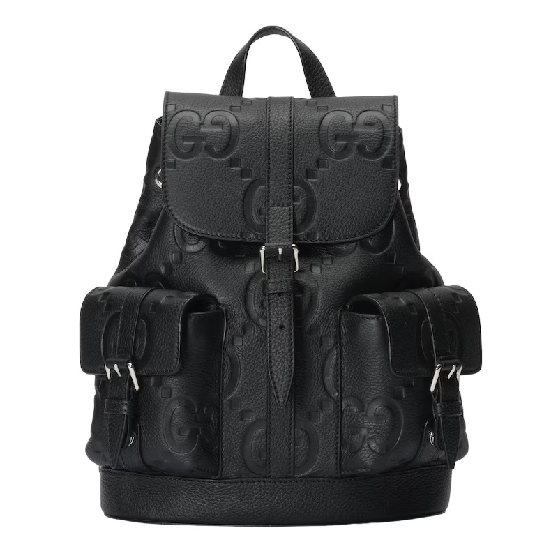 Jumbo GG Small Backpack in Black Leather - GB249