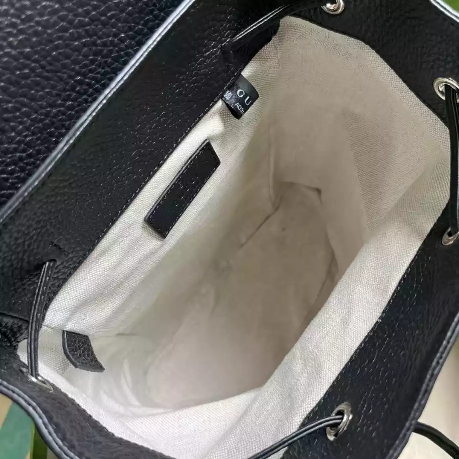 Jumbo GG Small Backpack in Black Leather - GB249