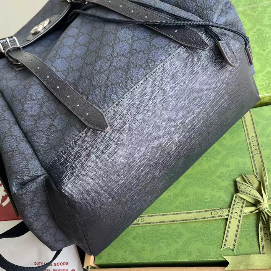 Ophidia GG medium backpack in blue and black Supreme - GB242