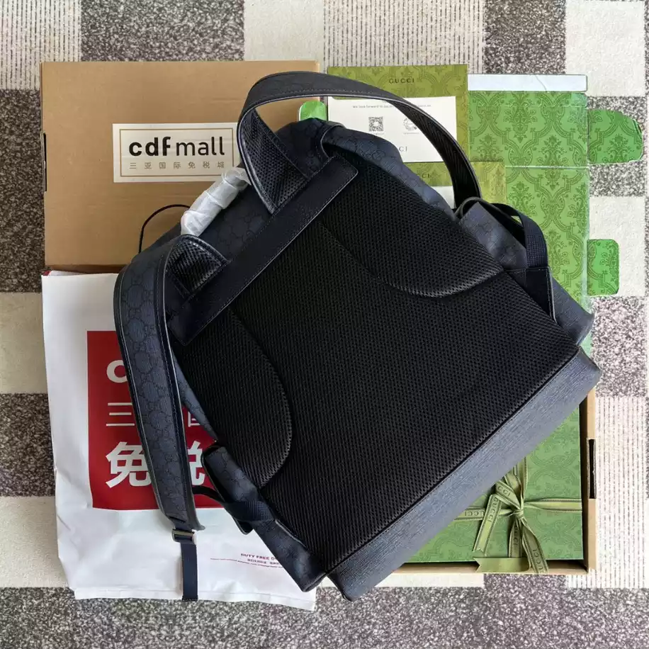 Ophidia GG medium backpack in blue and black Supreme - GB242