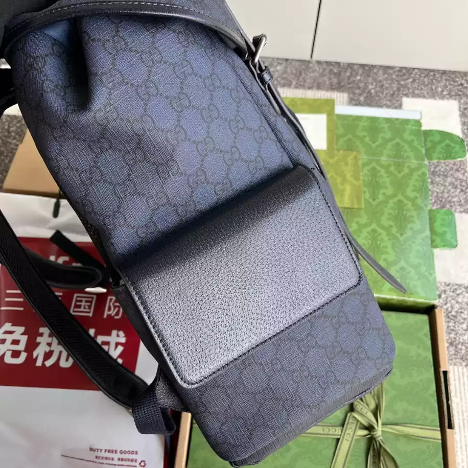 Ophidia GG medium backpack in blue and black Supreme - GB242