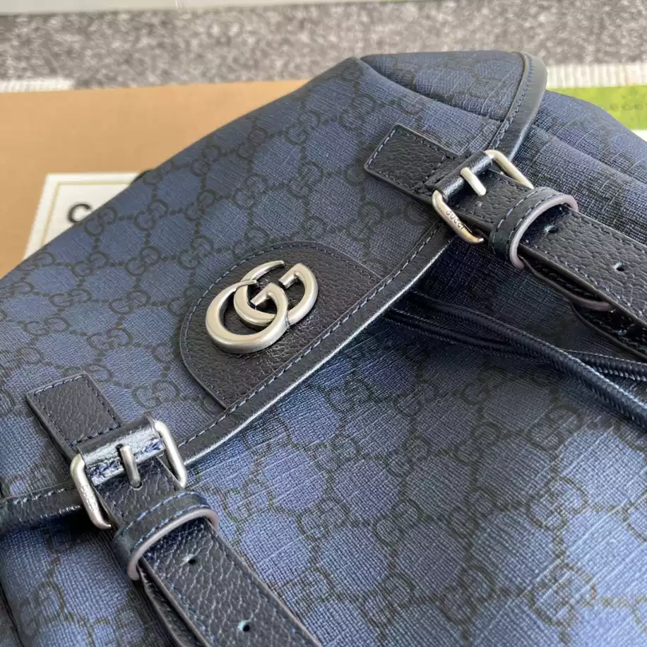 Ophidia GG medium backpack in blue and black Supreme - GB242