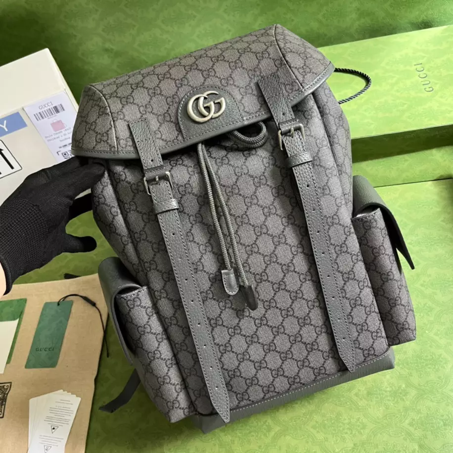 Ophidia GG medium backpack in grey and black Supreme - GB241