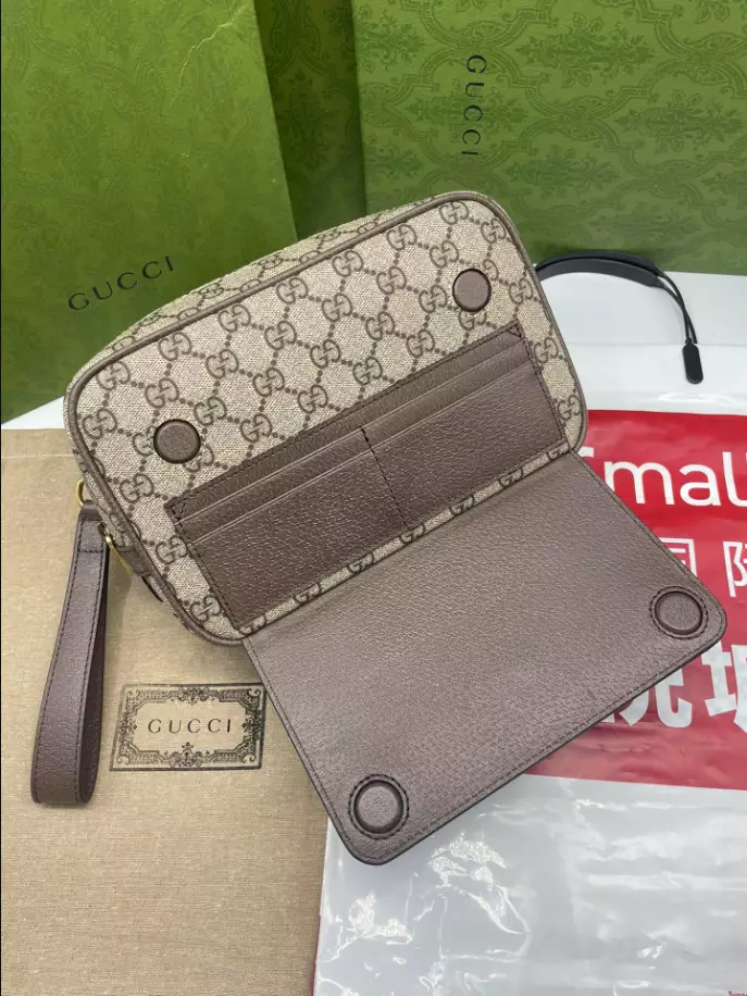 Ophidia GG pouch in Beige and ebony GG Supreme - GB220