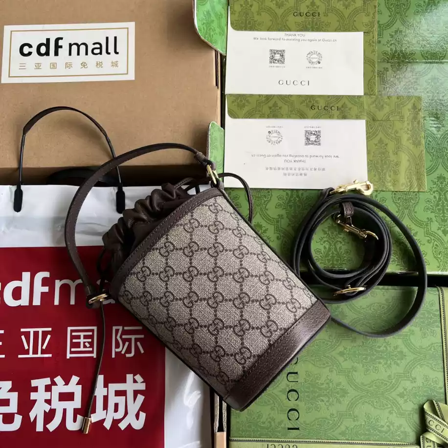 Ophidia mini bucket bag in beige and ebony Supreme - GB225