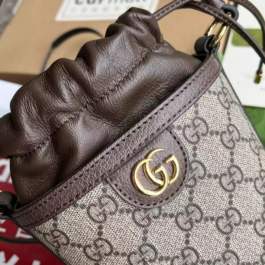 Ophidia mini bucket bag in beige and ebony Supreme - GB225