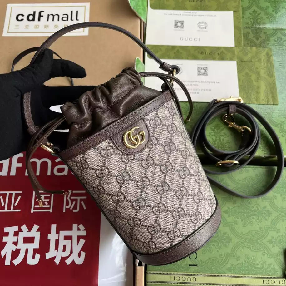 Ophidia mini bucket bag in beige and ebony Supreme - GB225