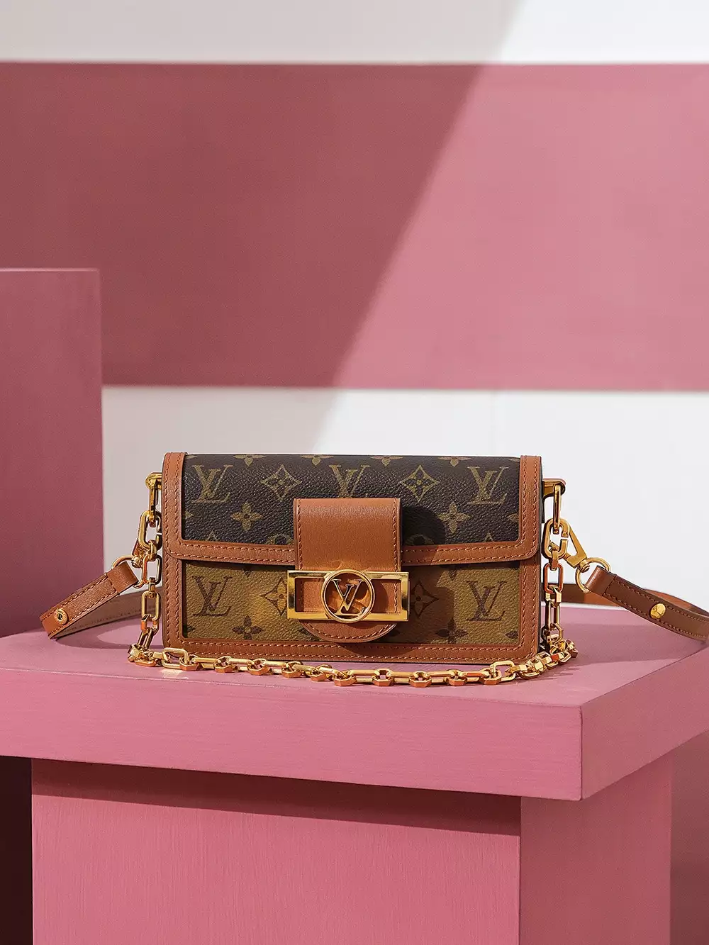 Dauphine East West Monogram Reverse Brown