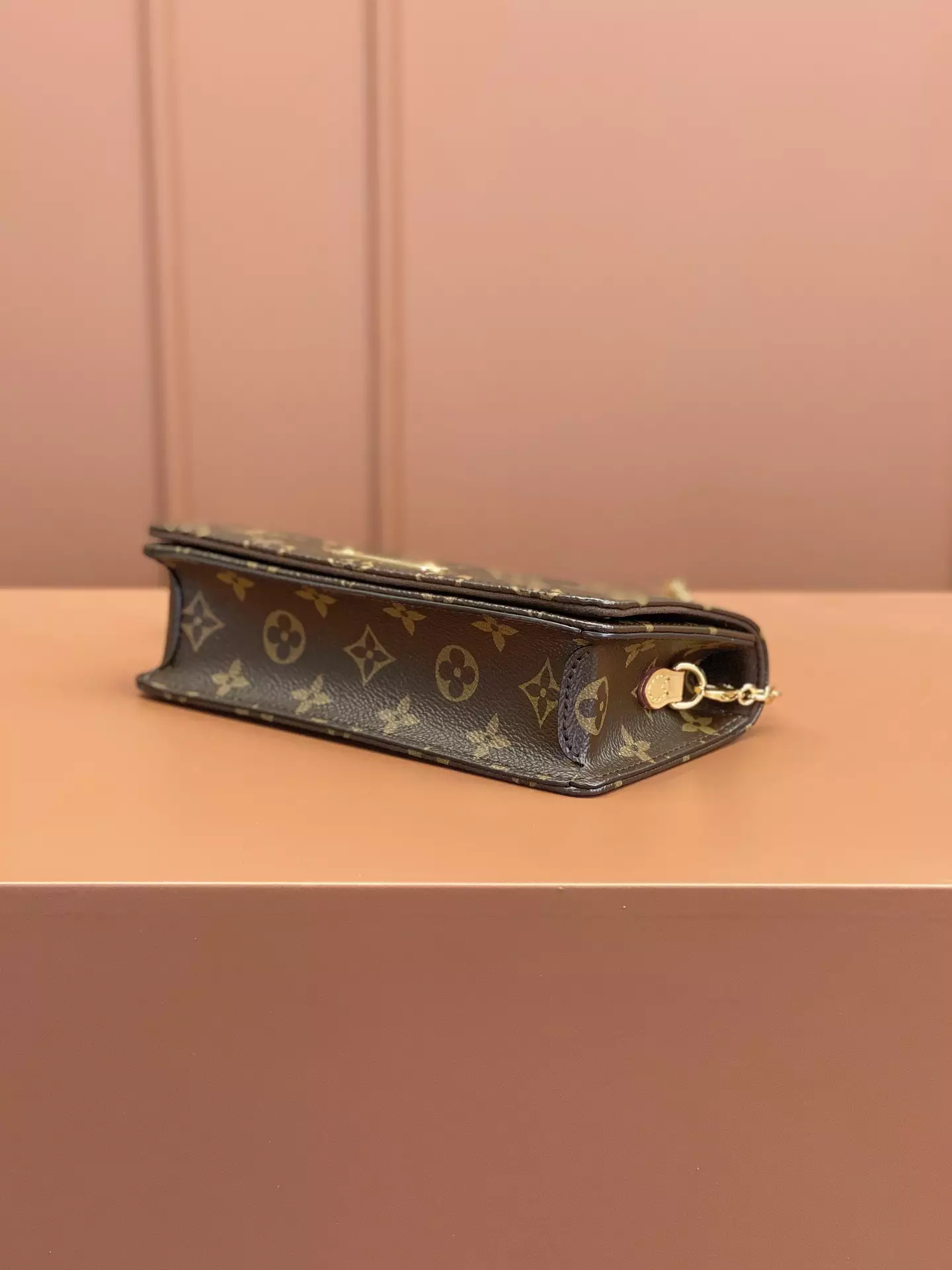 Lily Wallet On Chain Monogram Canvas Brown