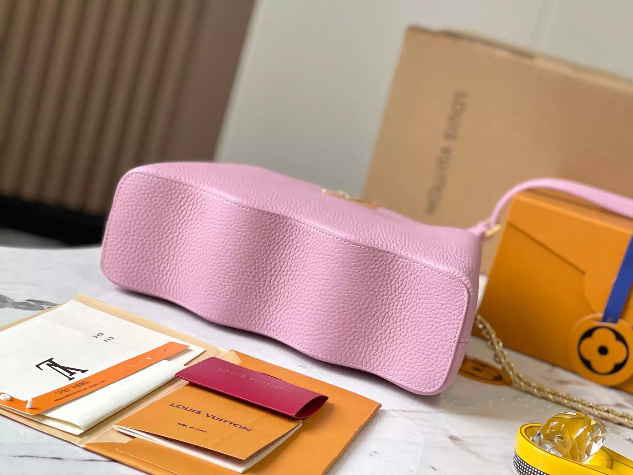 LV Capucines BB Capushell in Light Pink