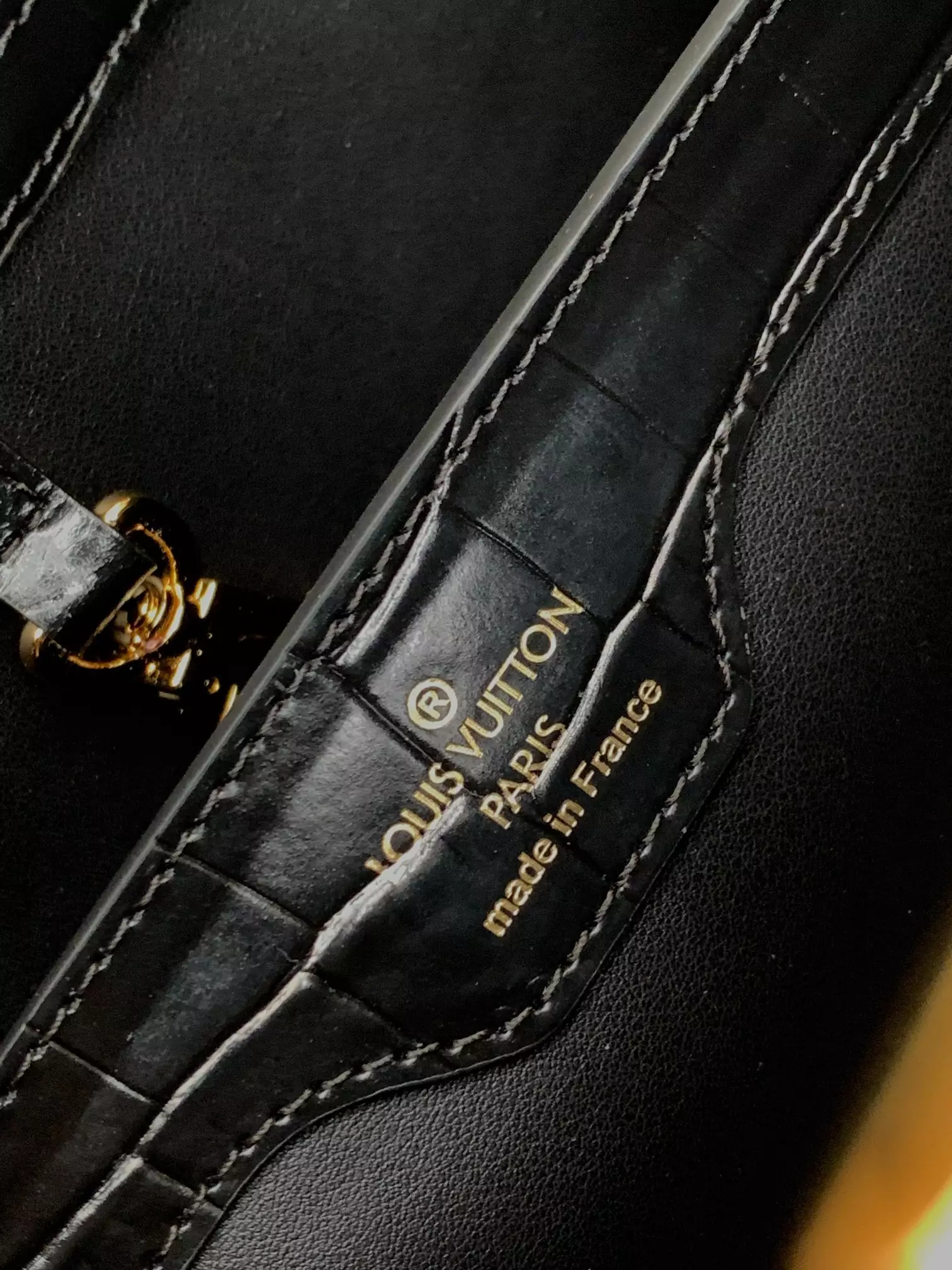 LV Capucines MM Crocodilien Mat in Black