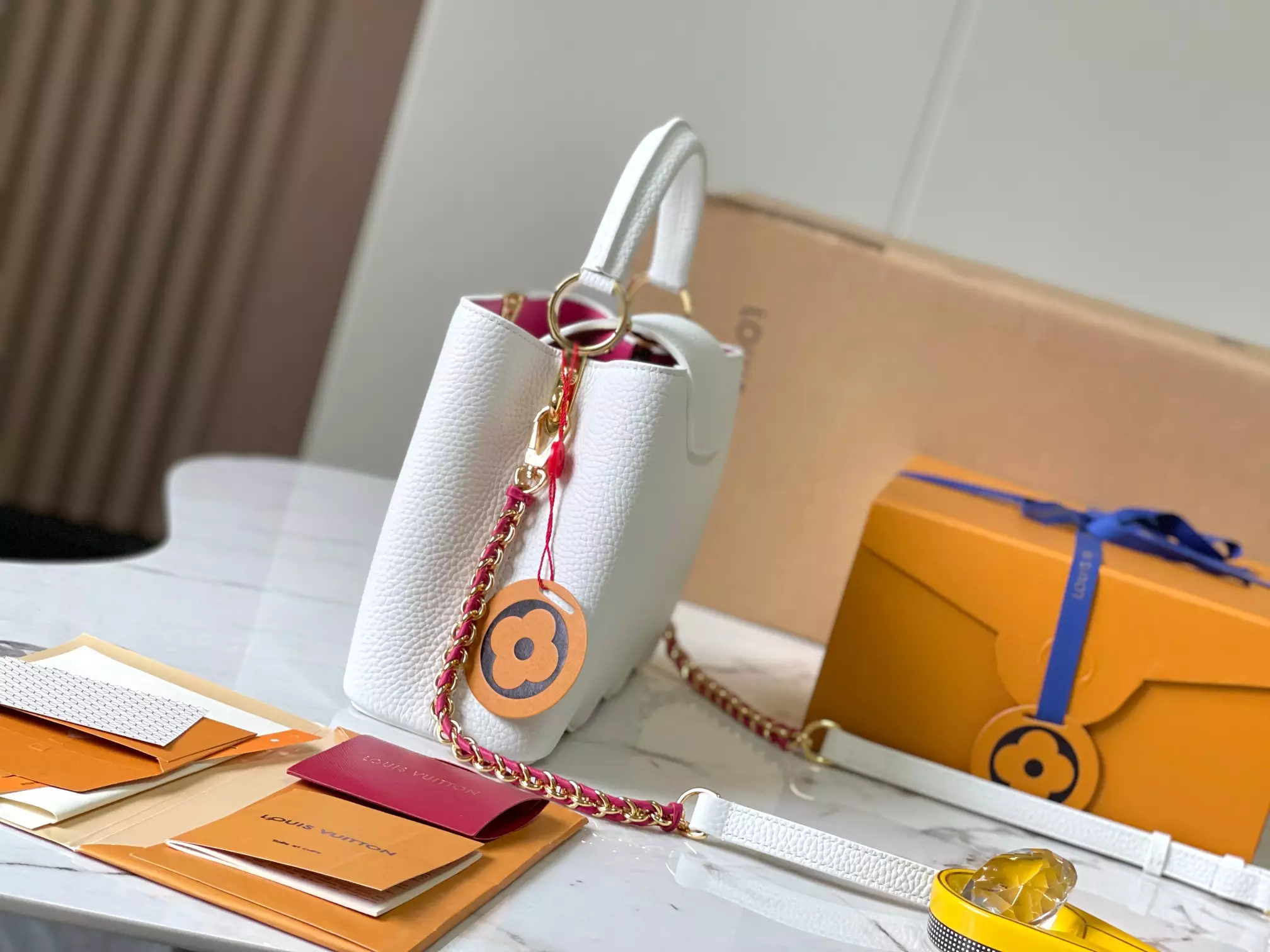 LV Capucines BB Capushell in Snow White