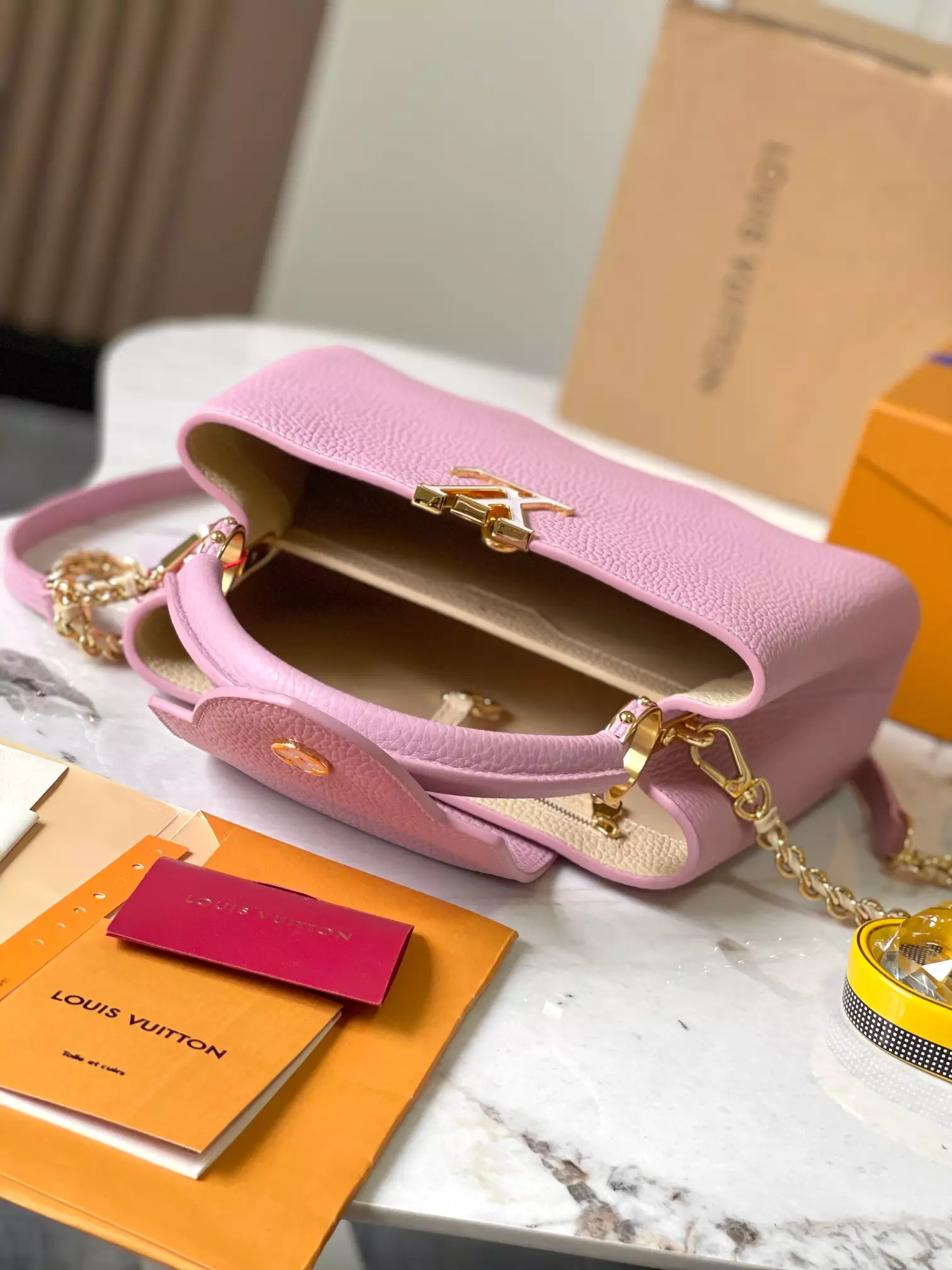 LV Capucines BB Capushell in Light Pink