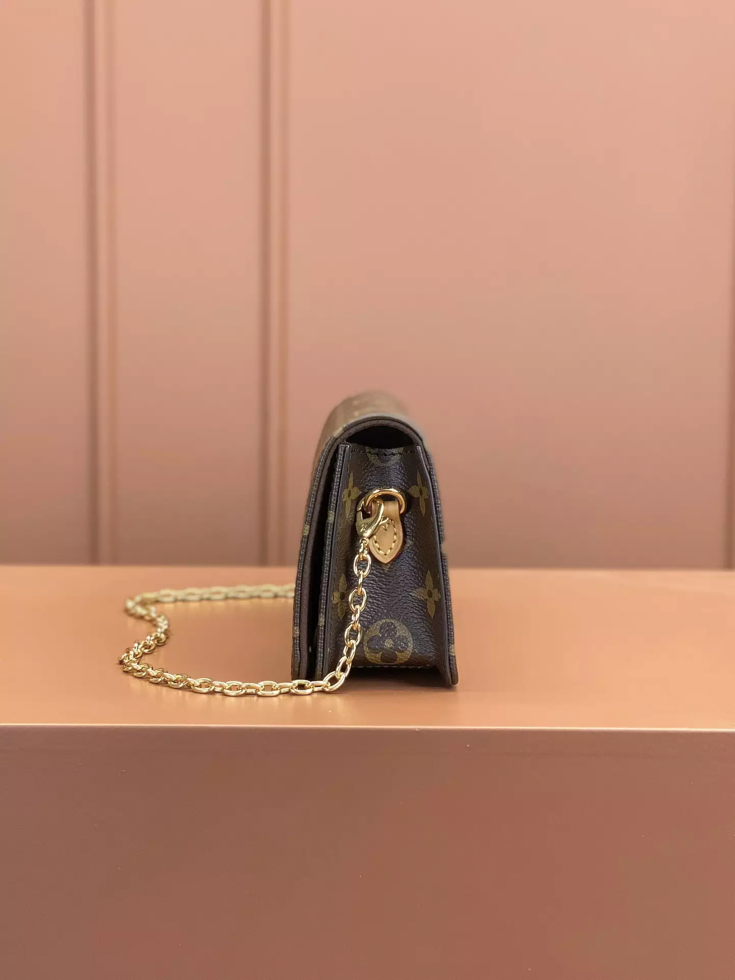 Lily Wallet On Chain Monogram Canvas Brown