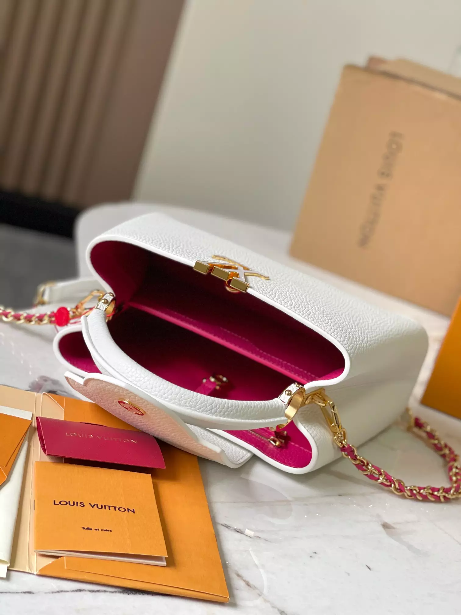 LV Capucines BB Capushell in Snow White