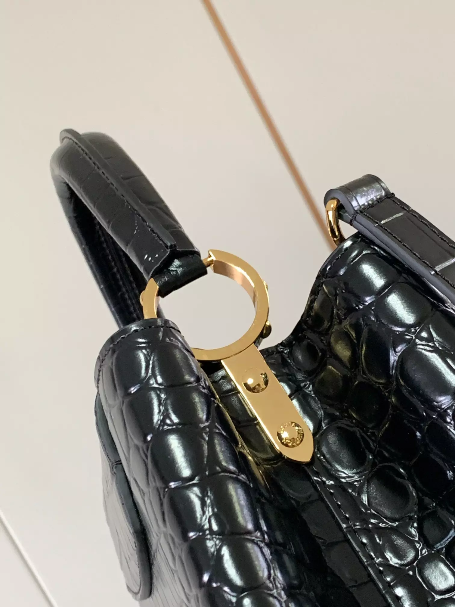 LV Capucines MM Crocodilien Mat in Black