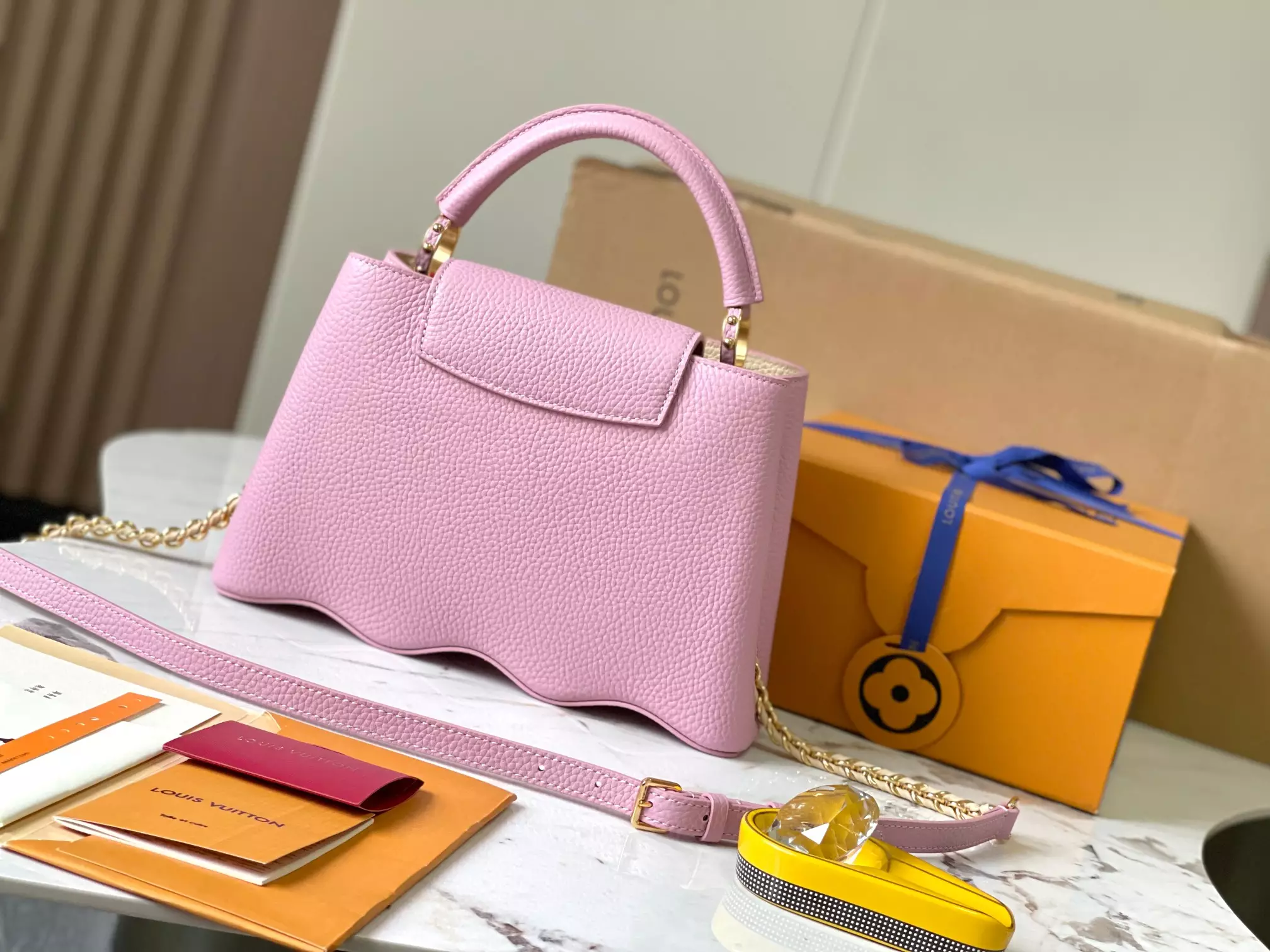 LV Capucines BB Capushell in Light Pink