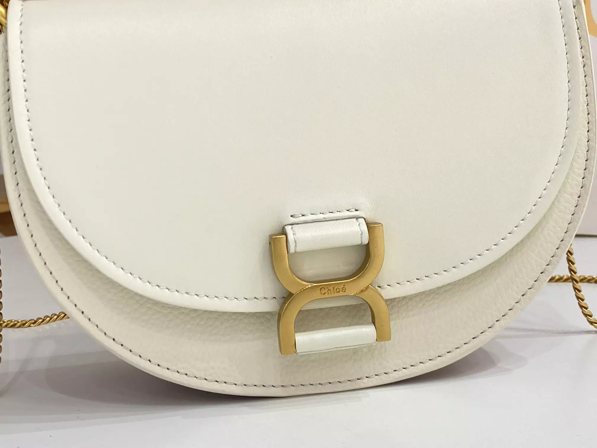 Chloé Marcie Chain Flap Bag in Misty Ivory