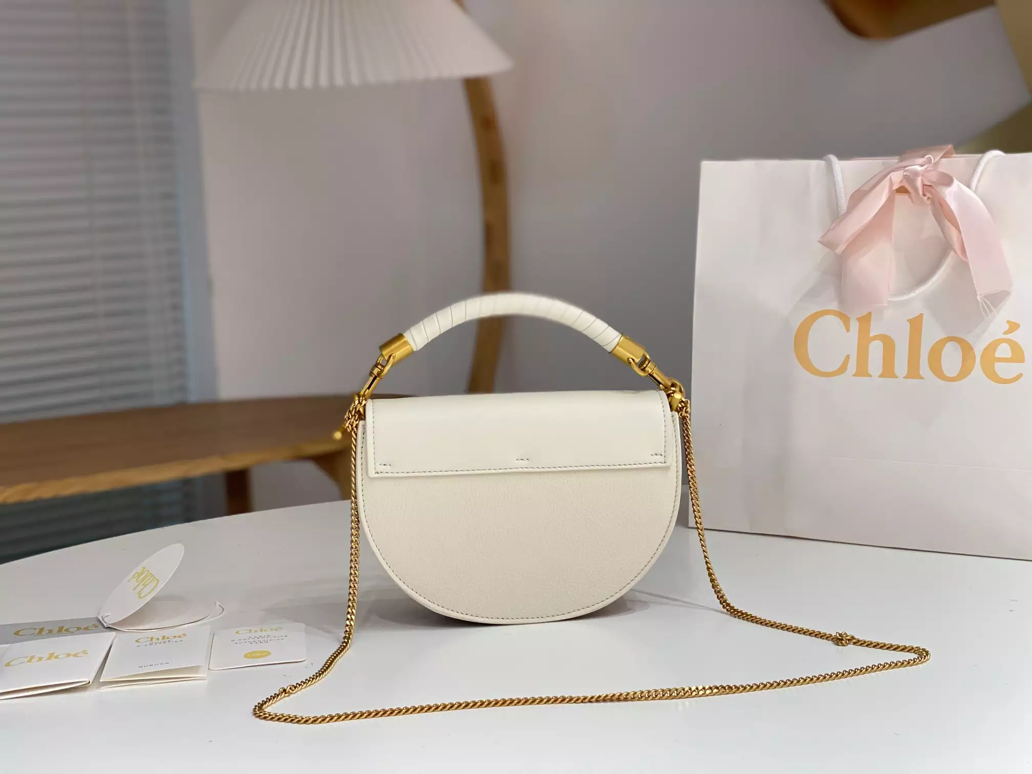 Chloé Marcie Chain Flap Bag in Misty Ivory