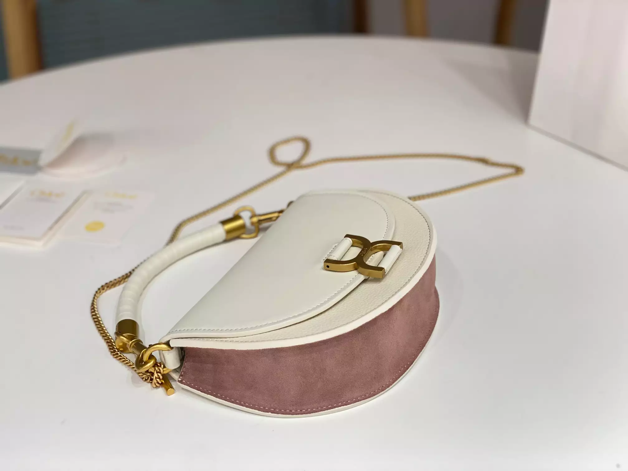 Chloé Marcie Chain Flap Bag in Misty Ivory