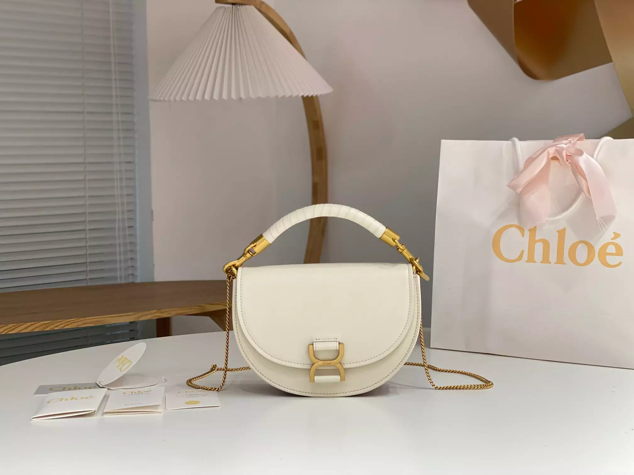 Chloé Marcie Chain Flap Bag in Misty Ivory