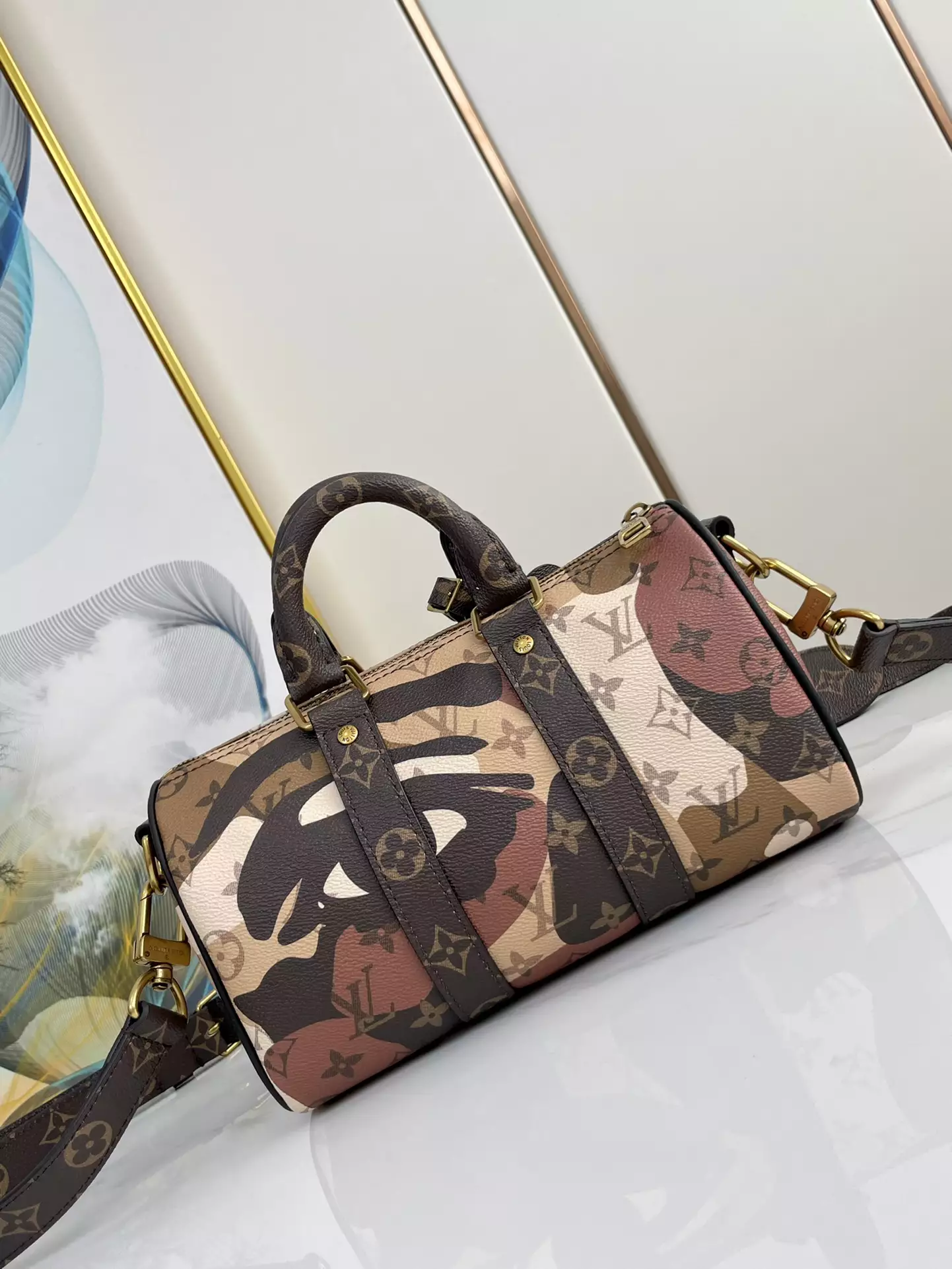 Keepall Bandouliere 25 Brown Monogram Coated Canvas And Cowhide Leather