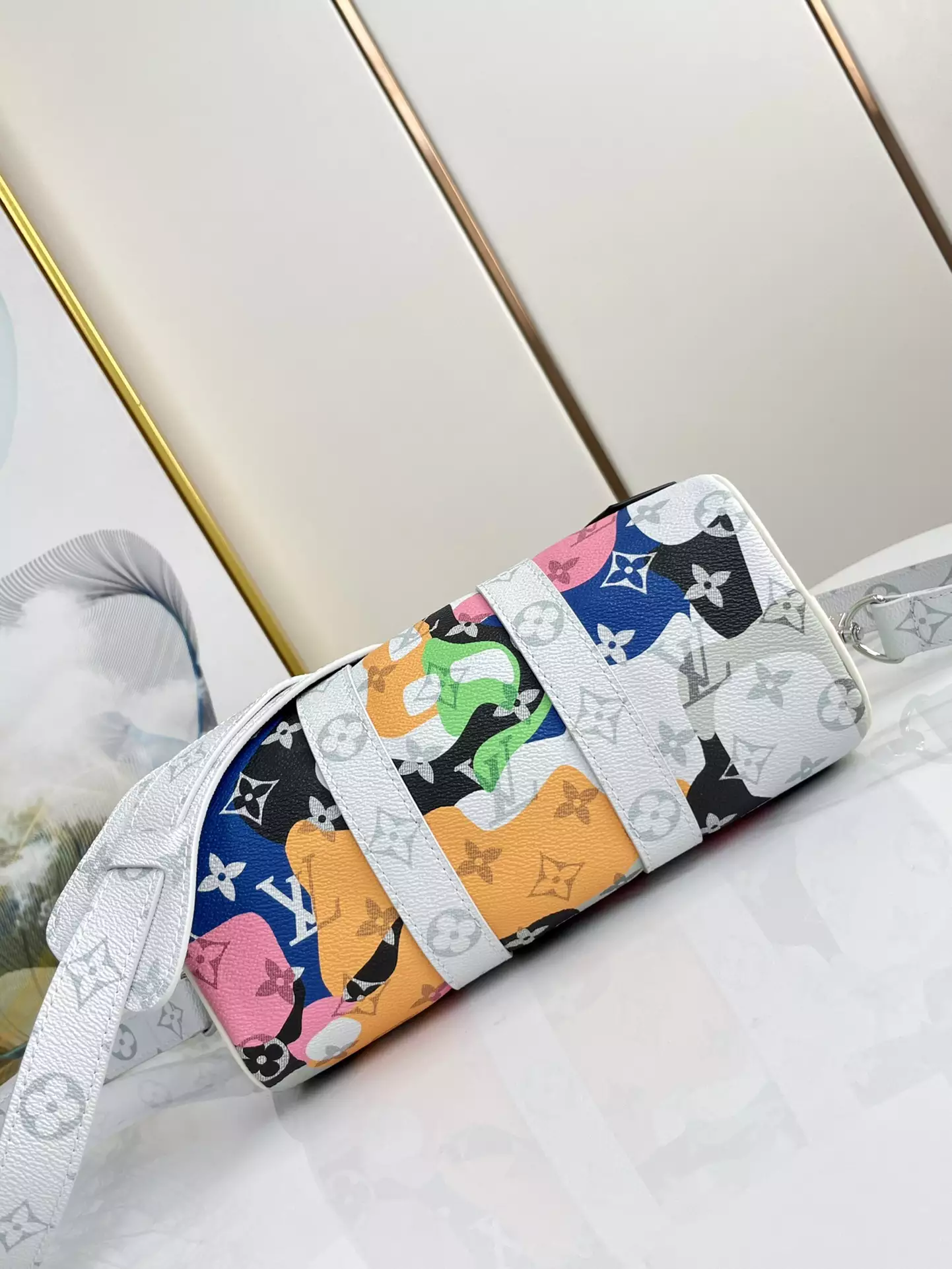 Keepall Bandouliere 25 Multicolor Monogram Coated Canvas And Cowhide Leather