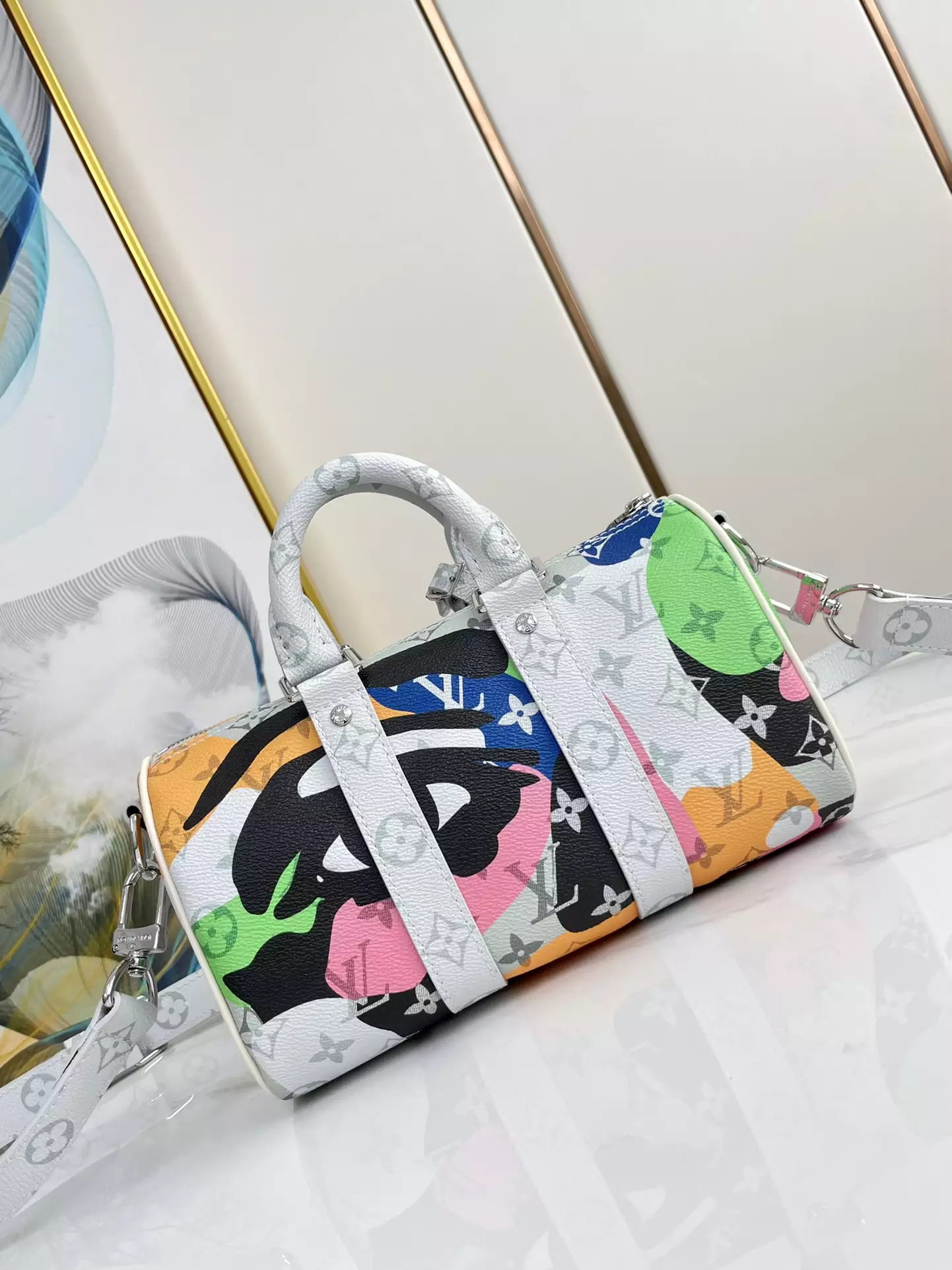 Keepall Bandouliere 25 Multicolor Monogram Coated Canvas And Cowhide Leather