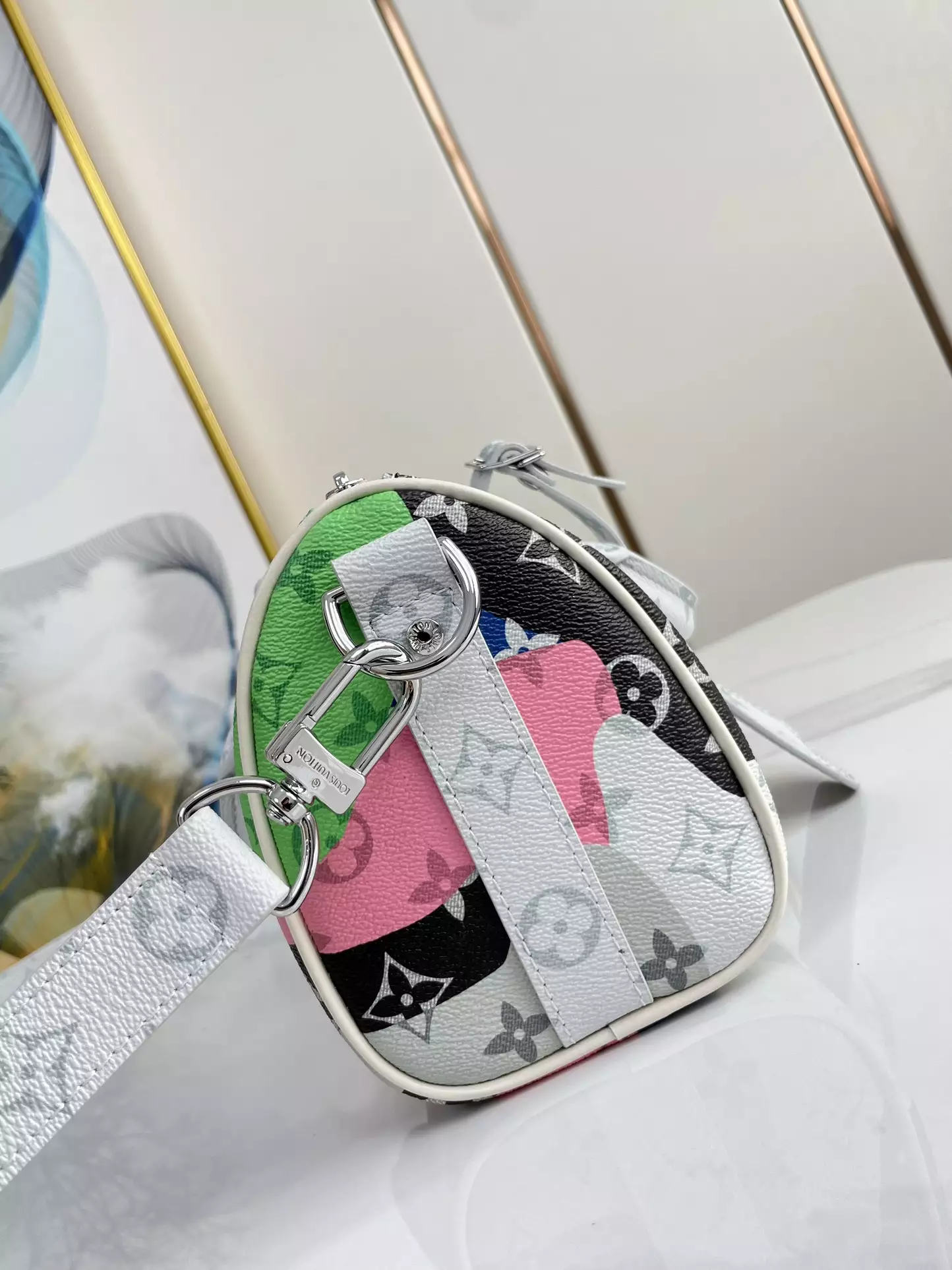 Keepall Bandouliere 25 Multicolor Monogram Coated Canvas And Cowhide Leather