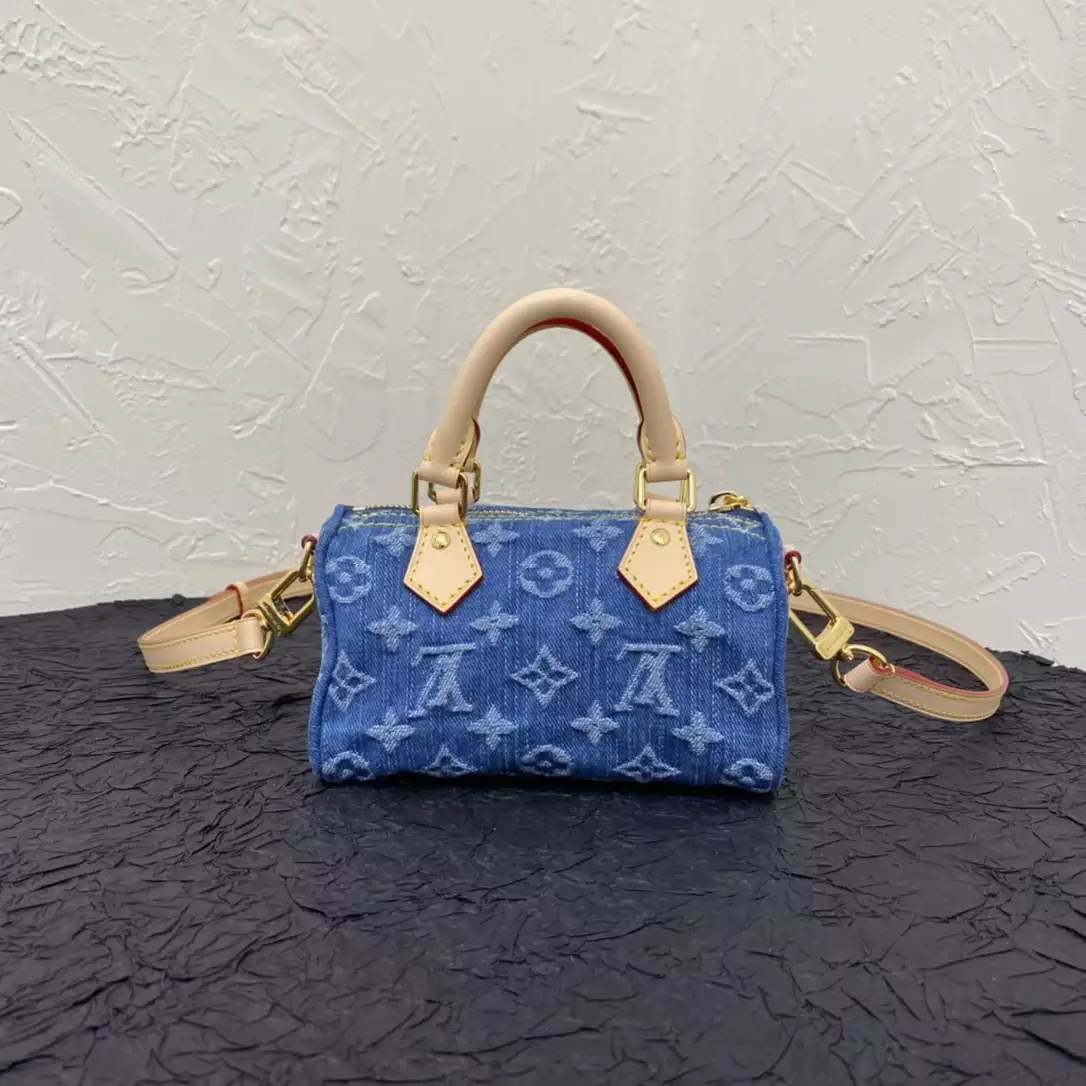 LV Nano Speedy Monogram Denim Blue