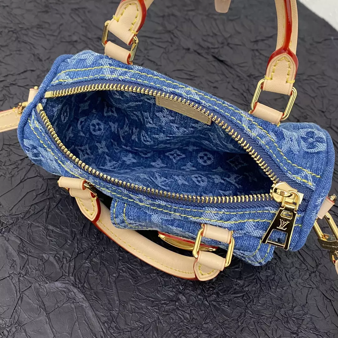 LV Nano Speedy Monogram Denim Blue