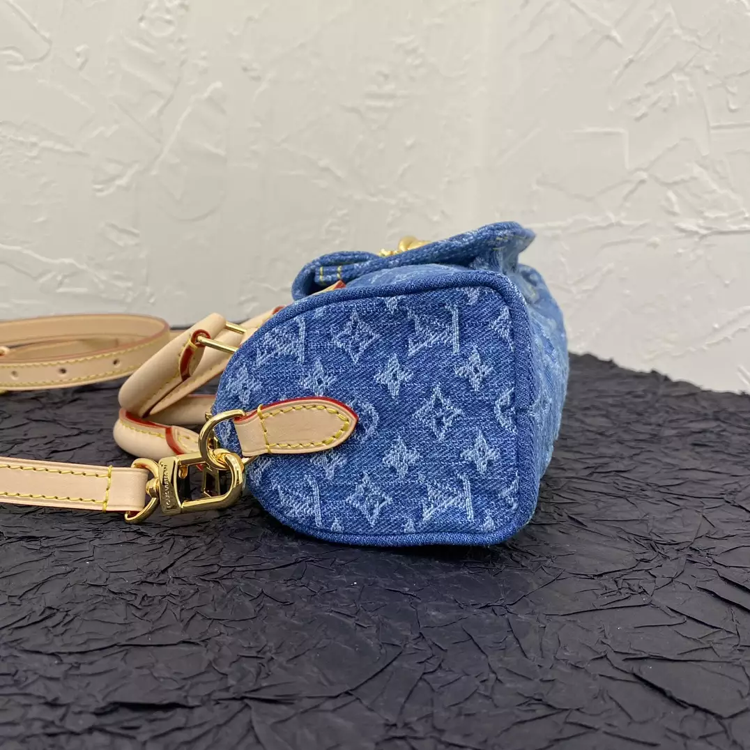 LV Nano Speedy Monogram Denim Blue