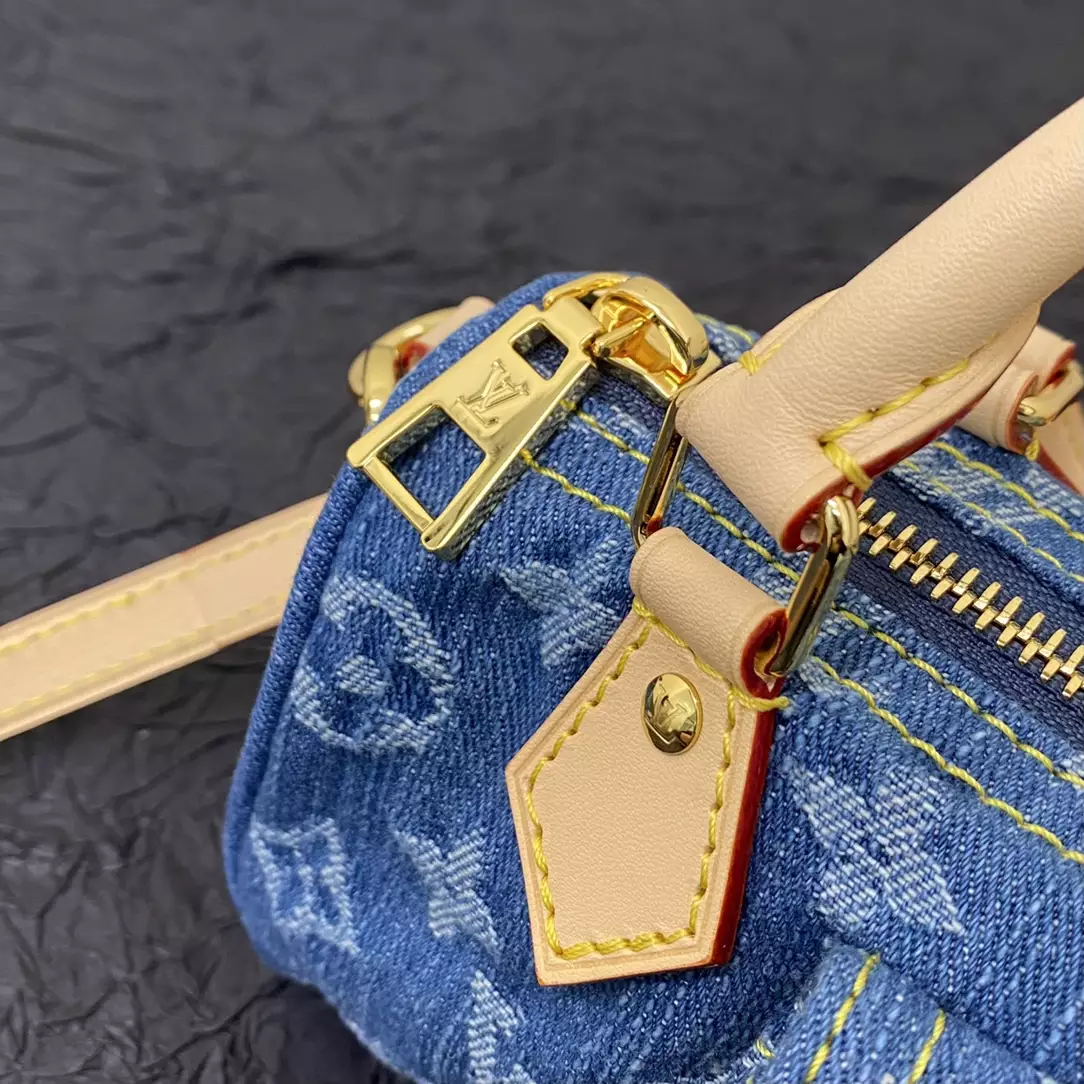 LV Nano Speedy Monogram Denim Blue