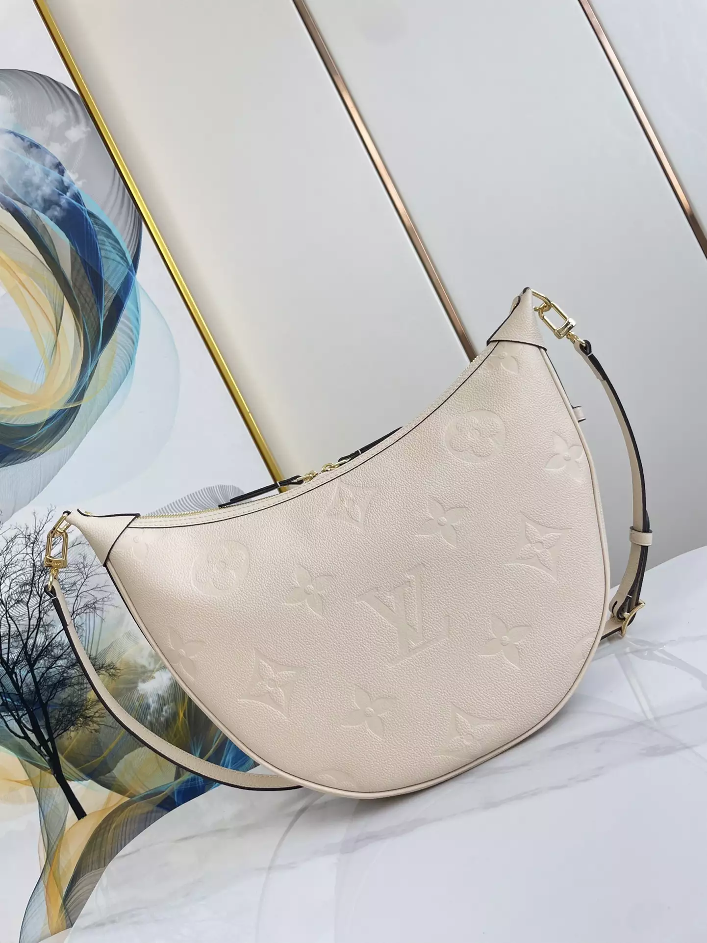 Loop Hobo Monogram Empreinte Creme Leather