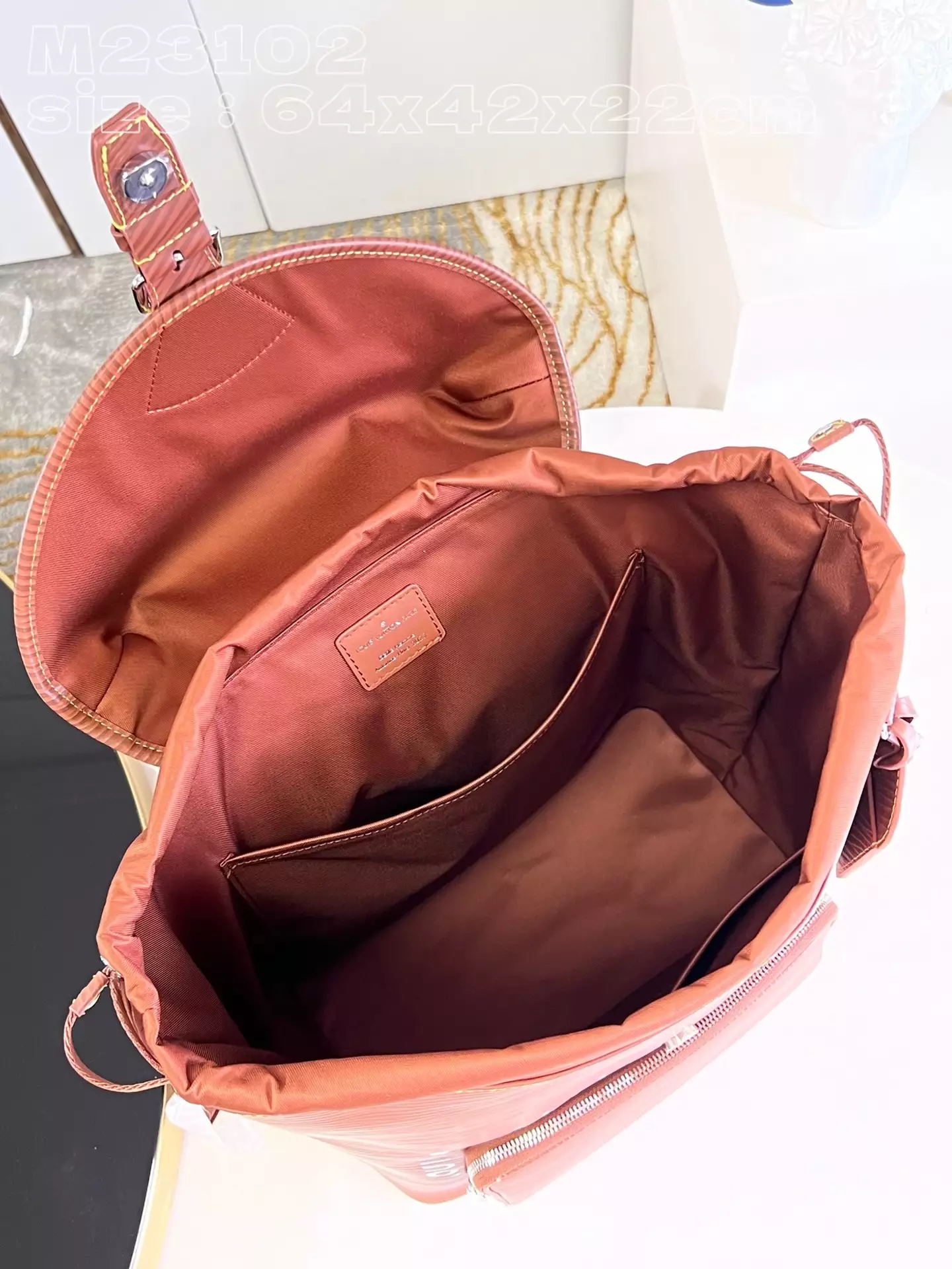 Montsouris Backpack Calf Cognac Leather Trim