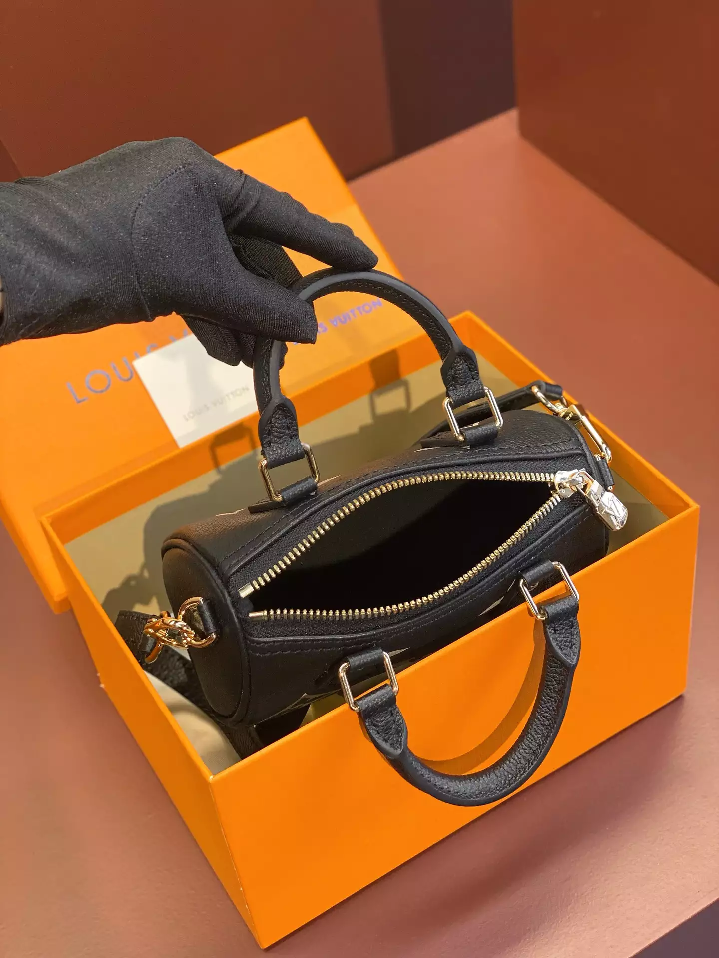 Nano Speedy Bicolor Monogram Empreinte Black/Beige Leather