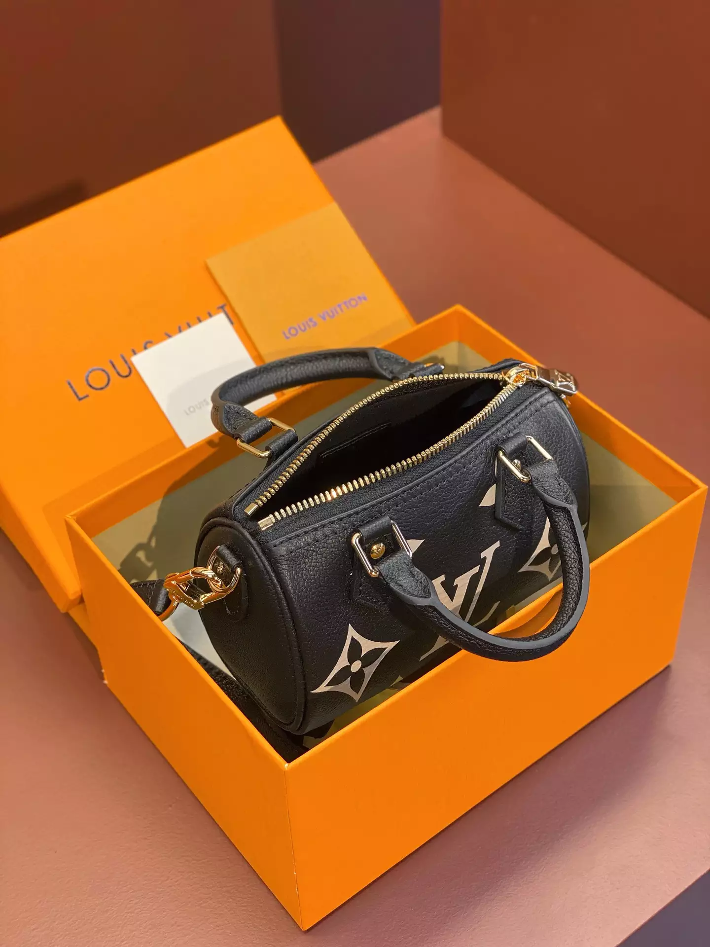 Nano Speedy Bicolor Monogram Empreinte Black/Beige Leather