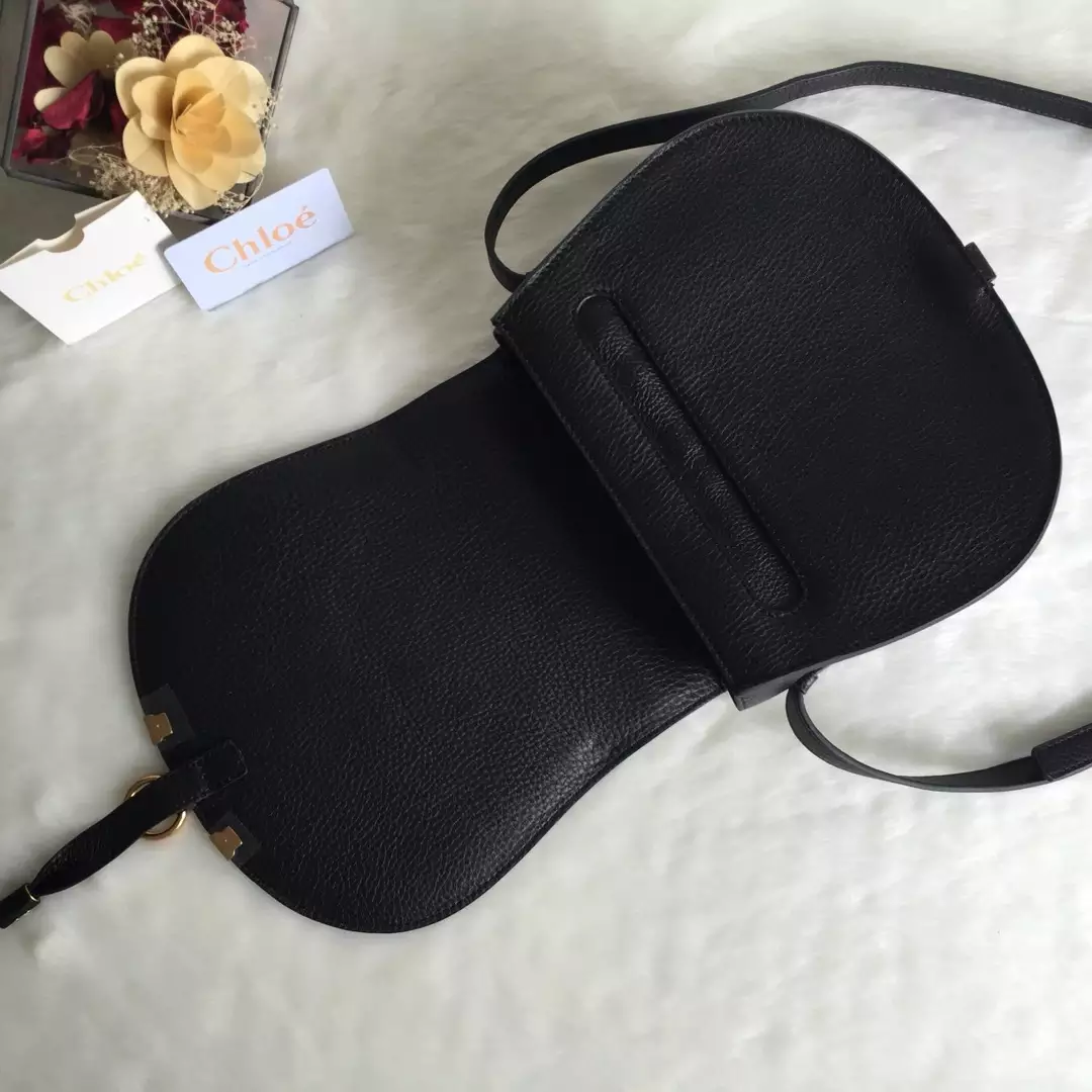 Chloé Marcie Black Medium Saddle Bag