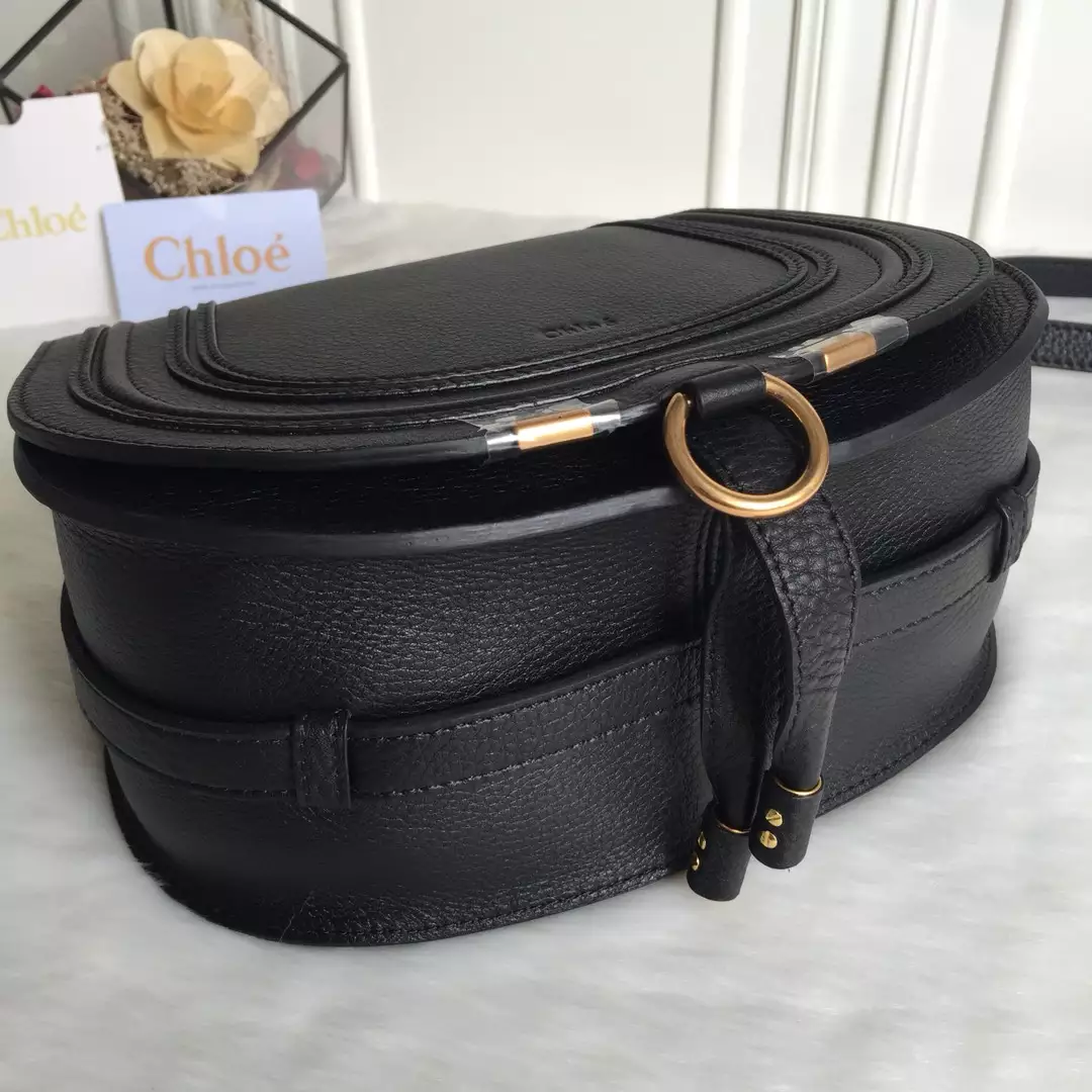 Chloé Marcie Black Medium Saddle Bag