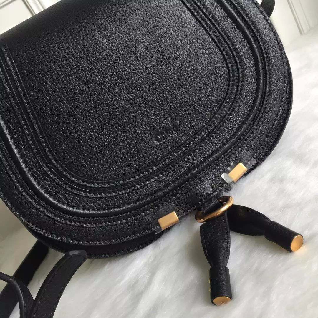 Chloé Marcie Black Medium Saddle Bag